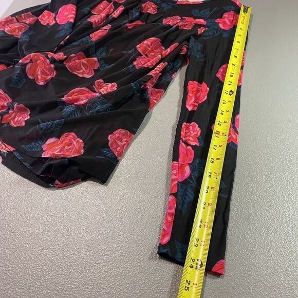 MATILDA JANE Dress Floral Mesh Overlay Tiered Long Sleeve Fitted NWT XS Black - Picture 7 of 13